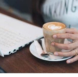 A latte on a table