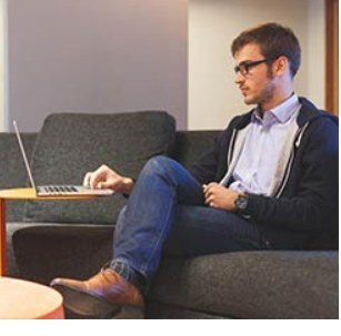Man working in a modern lounge
